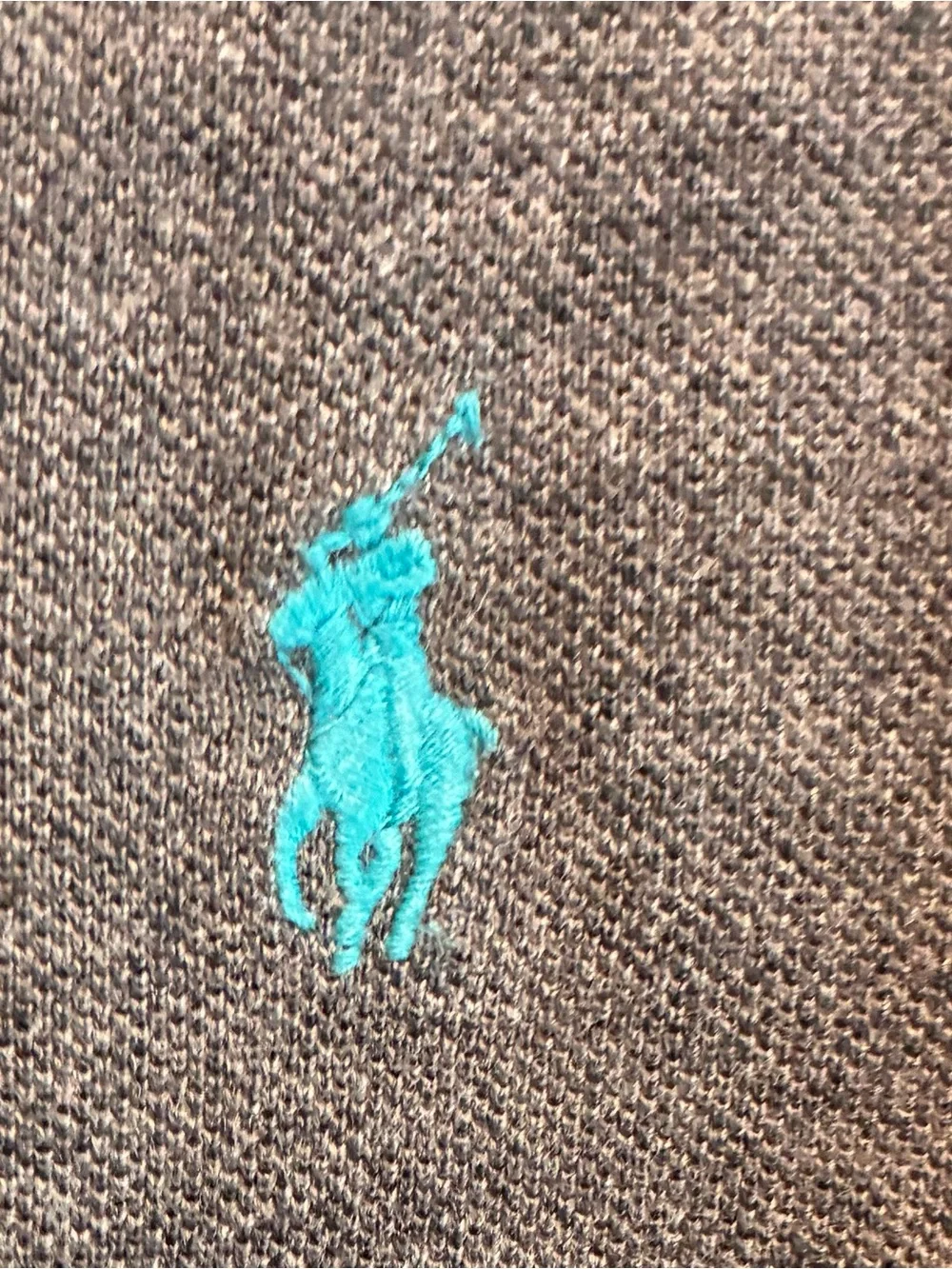 Polo by Ralph Lauren Men's Long-Sleeve Heather Gray Polo Teal Pony 100% cotton